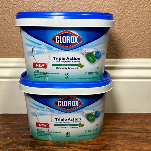 NWT Clorox Triple Action Dishwasher Detergent- Lot of 2 - Picture 1 of 6